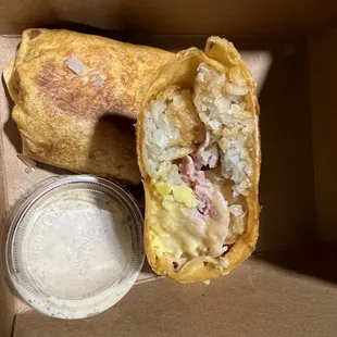 the inside of a burrito