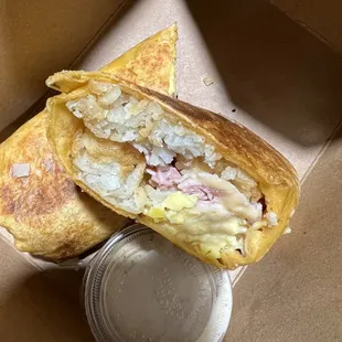 The tiniest breakfast burrito. $13!!!
