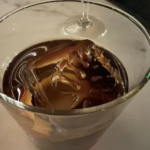 Monstera leaf ice in the &quot;Oh, Belvedere&quot; cocktail.