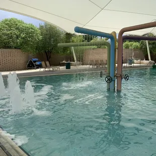 Water feature under shade roof