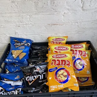 Israeli chips, peanut butter bamba