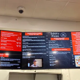 a menu on the wall