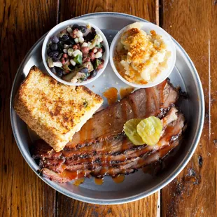Brisket Platter with Mac &amp; Cheese, Bean Salad and Cornbread