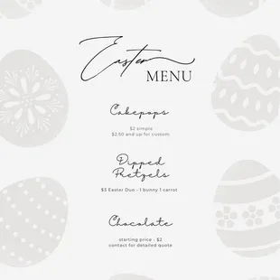 Our Easter Menu