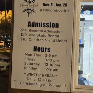Admission prices