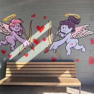 Cute little Cupid mural inside the building :)