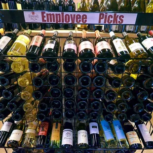 We offer wines from our Employee Picks rack at 20% off regular price!  Selection changes every 4 weeks.