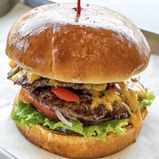 a hamburger on a bun