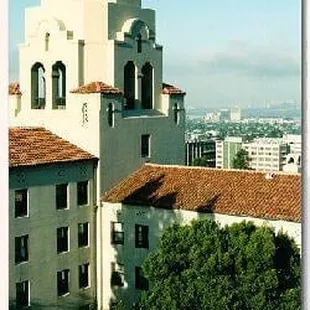 a view of the city from the roof of a building