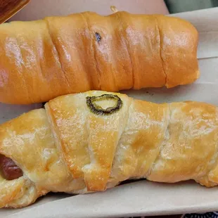 a hot dog wrapped in a croissant