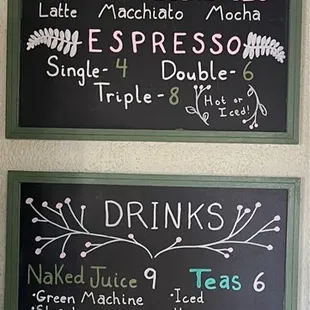 Drink options.
