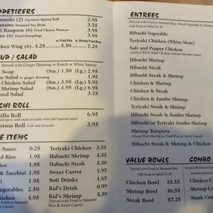 Menu taken on oct 25,2014