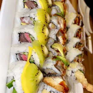 Kiwi Mango Roll, Dragon Roll, Crunch Roll