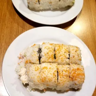 two plates of sushi