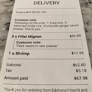 Receipts. Actual delivery.