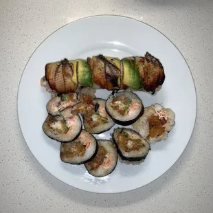 Top: Dragon Roll / Bottom: Spider Roll