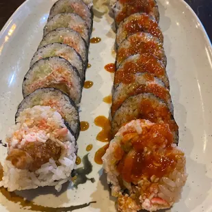 Tempura sushi and spicy sushi