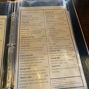 menu