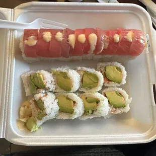 Trio roll and avocado roll