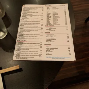 menu, sushi and sashimi