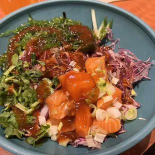 ~$13.50 for poke bowl (Seaweed Salad extra $1)