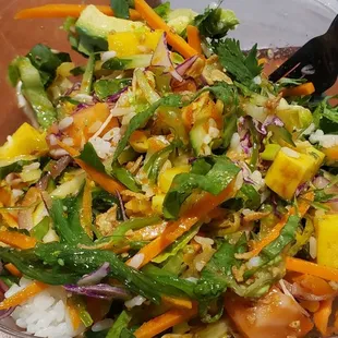 Custom poke bowl after mixing everything.