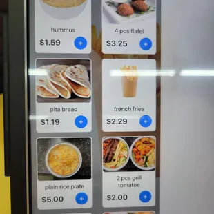 a menu on a cell phone