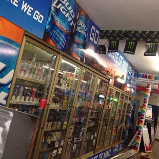 a display of cold beverages