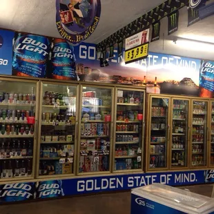 a display of cold beverages