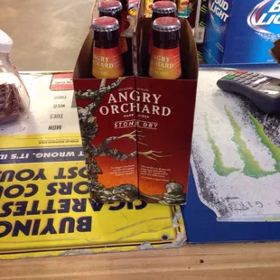 a display of angry orchard ale