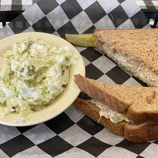 Chicken Salad Sandwich with Coleslaw