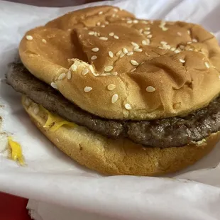 This is a burger from Ed&apos;s. They serve perfect diner-style burgers, and I don&apos;t know what that means but I know that I love it.