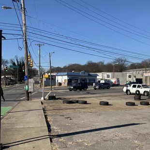 an empty parking lot