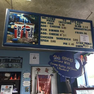Menu at the North Nashville Ed's Fish (not to be confused with the Antioch Ed's Fish owned by the same family).