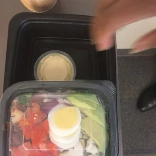 Cobb salad- squished in a small container