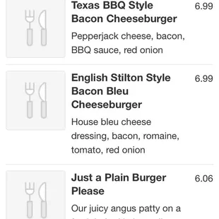 a menu on the iphone