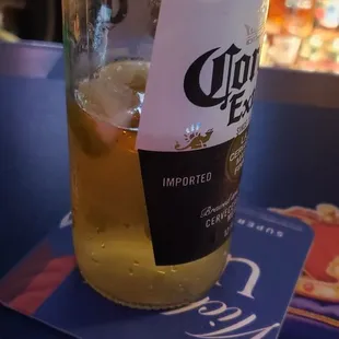 a bottle of beer on a table