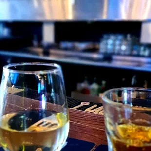 White for her, bourbon for me