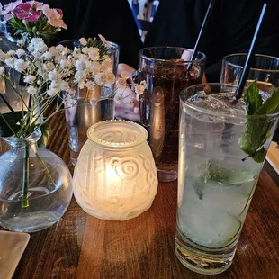 Cute table b with candle and flowers