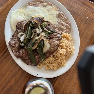 Carne Asada with 2 eggs on the side