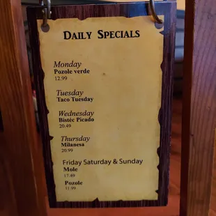 the daily specials