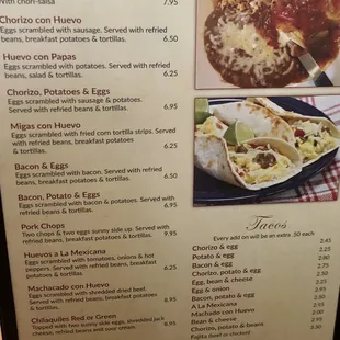 tacos, menu
