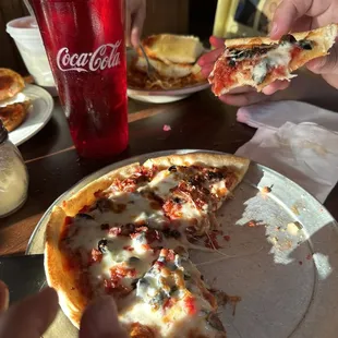 Black olive and bacon pizza