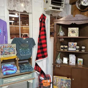 a display of clothing and accessories