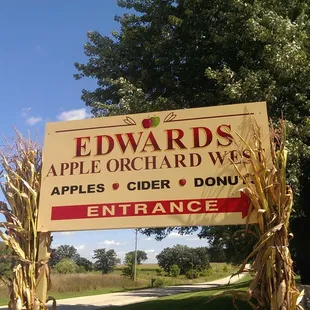 a sign for edwards apple orchard west