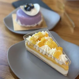 two desserts on plates