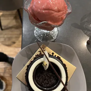 Chocolate Crème Pie  Raspberry and Lychee Ice Cream