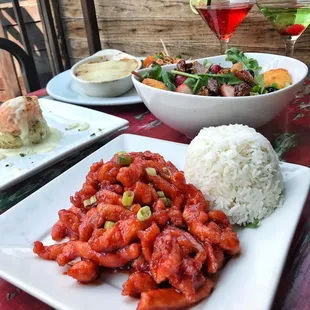 Yummy Sweet Chicken , You can also enjoy it during lunch Happy Hour Thursday and Friday for $9 and $3 Martini&apos;s 11am-4pm