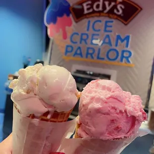 two cones of ice cream