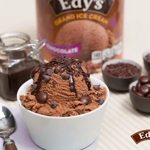 Serving with hot fudge